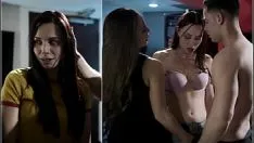 Play He takes the dick out of his pussy and ejaculates a lot