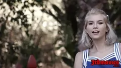Play Cheerleader Arya Fae's Interracial Blowjob and Cum-in-Mouth
