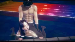 Jouer Sessione di sesso selvaggio in piscina con la MILF Raikou in 3D